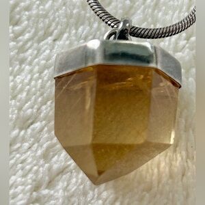 Citrine Pendant on Silver Snake Bone Chain